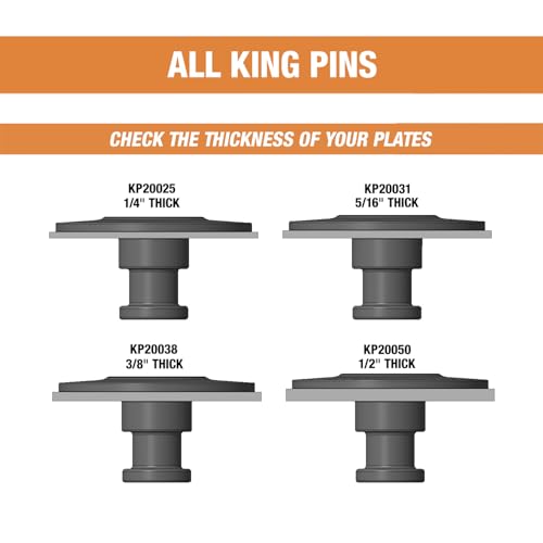 Buyers Products Kp20050 Forged Trailer King Pin, 2-Inch, 0.50-Inch Bolster Plate Thickness, Weldable, Provide Strength And Reliability To Your Fifth Wheel, 5Th Wheel Accessories , Black