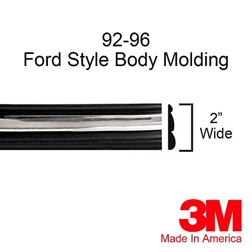 Automotive Authority Black Chrome Side Body Trim Molding - 2" Wide, Quarter Roll - 6 ft Replacement for 1992-1996 F150, F250, F350, Bronco