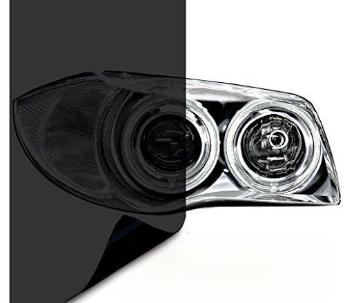 Vvivid Air-Tint Smoke Black Gloss Vinyl Headlight Foglight Transparent Tint Wrap Self-Adhesive (12 Inch X 48 Inch, 2-Roll Pack)