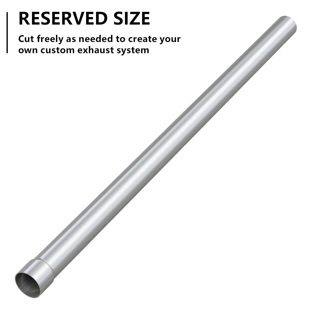 A-KARCK Straight Exhaust Pipe 2'' OD, Stainless Steel 48'' Long Mandrel Exhaust Tube, Custom Your Own Exhaust System