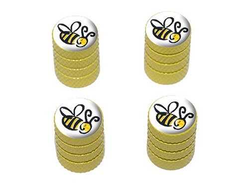 Graphics & More Bumble Bee - Tire Rim Wheel Valve Stem Caps - Yellow