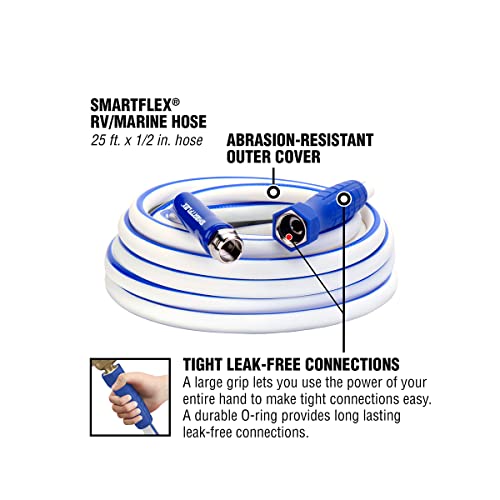Smartflex Rv/Marine Water Hose, 1/2 In. X 25 Ft., Hybrid, White - Hsfrv425