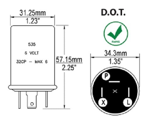 6 Volt 3 Prong Turn Signal Flasher Pos. Grnd Bv535