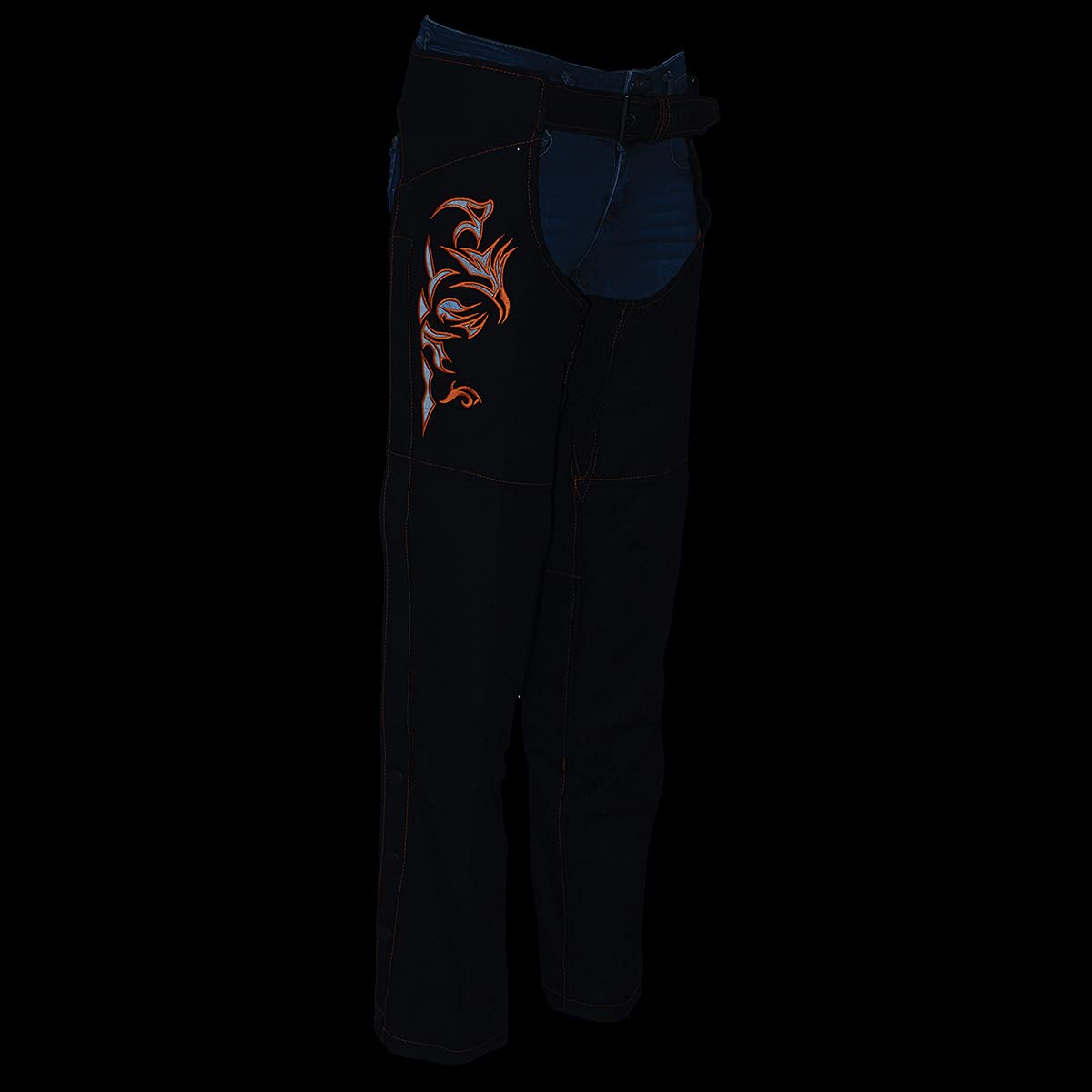 Milwaukee Leather Women's Textile Motorcycle Riding Chaps with Tribal Embroidery | SH1182 - X-Small