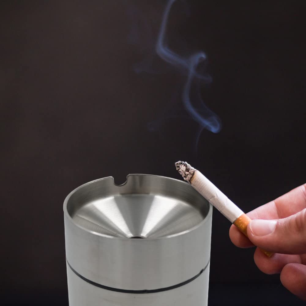 Jocha Car Ashtray With Lid Smell Proof Stainless Steel Portable Smokeless Detachable Windproof Self Extinguishing Butt Bucket As