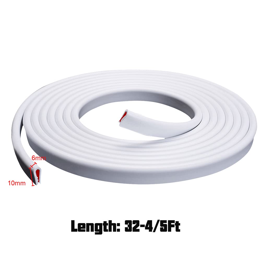 Winunite Car Door Edge Guards, 32.8ft White PVC, U-Shaped, Scratch & Chip Resistant, Model W-guardwhite32
