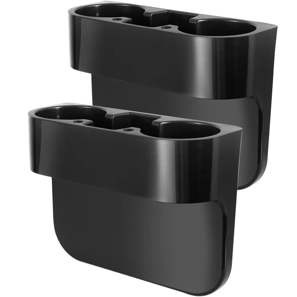 Heart Horse 2Pcs Cup Holder Portable Multifunction Vehicle Seat Cup Cell Phone Drinks Holder Box Car Interior Organizer (Black)