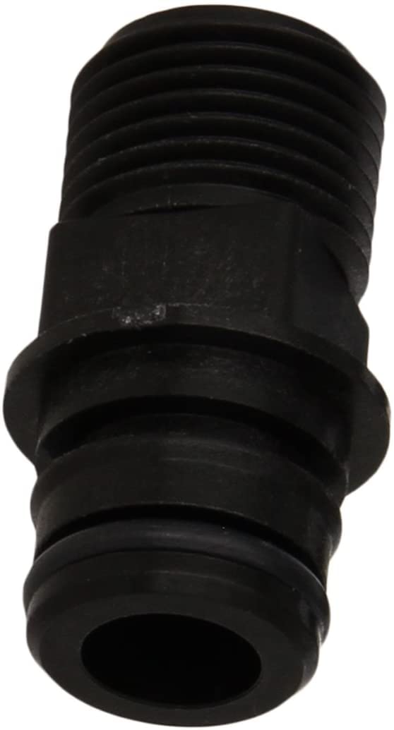 Flojet Electric Pump Fitting, Quad Port x 1/2"-14 Male, Straight, Black, Model 20381-000, Durable Plastic