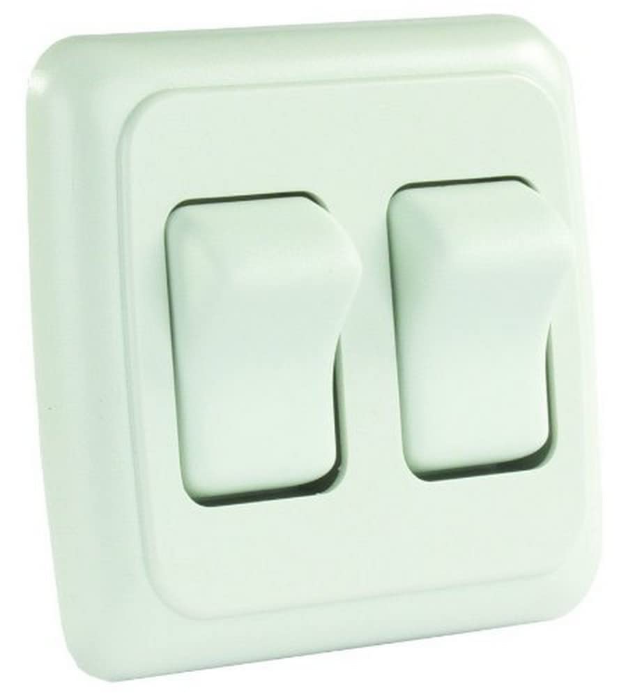 JR Products 305.1203 12015 White Double SPST On-Off Switch with Bezel