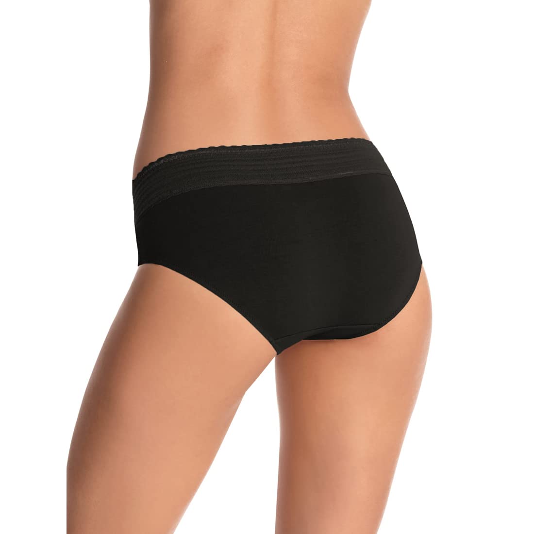 Warner's Blissful Benefits Hipster Panties, Cotton Stretch, Small, Toasted Almond/Black/Light Grey Heather, Model RU2263W