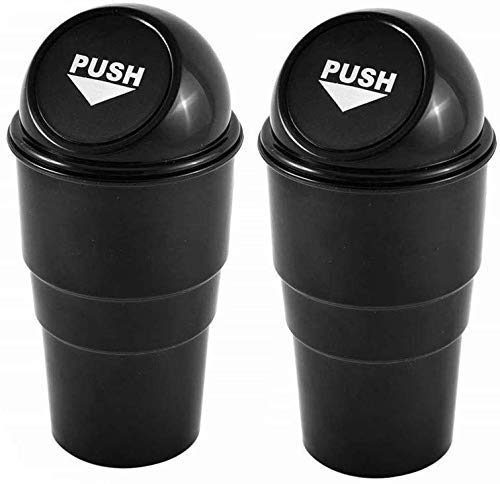 Bestrix Automotive Cup Holder Garbage Can Trash Bin Small Mini Car Trash Garbage Can for Car Office Home (Pack of 2 | Random Col