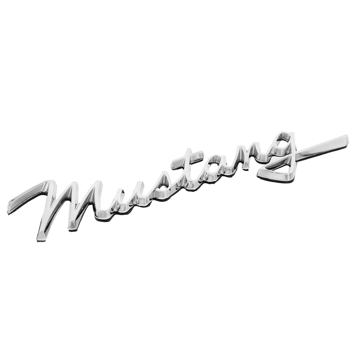 United Pacific F6802 Tripe Chrome Die-Cast Mustang    Script Emblem, Badge Replacement, Double-Sided Tape, Easy Installation - O