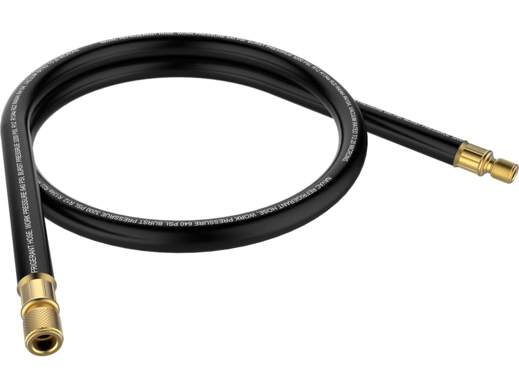 Navac Nhb1 High-Flow Refrigerant Hose | 3/8'' To 1/4'' Fittings | 6 Feet Length | 1/2'' Internal Diameter | Faster Hvac Evacuati
