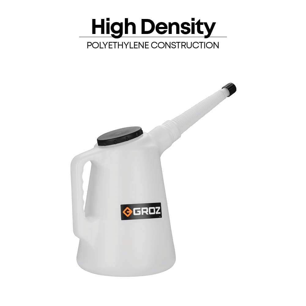 Groz 5-Liter High Density Graduated Measuring Container | Flexible Spout (41880)