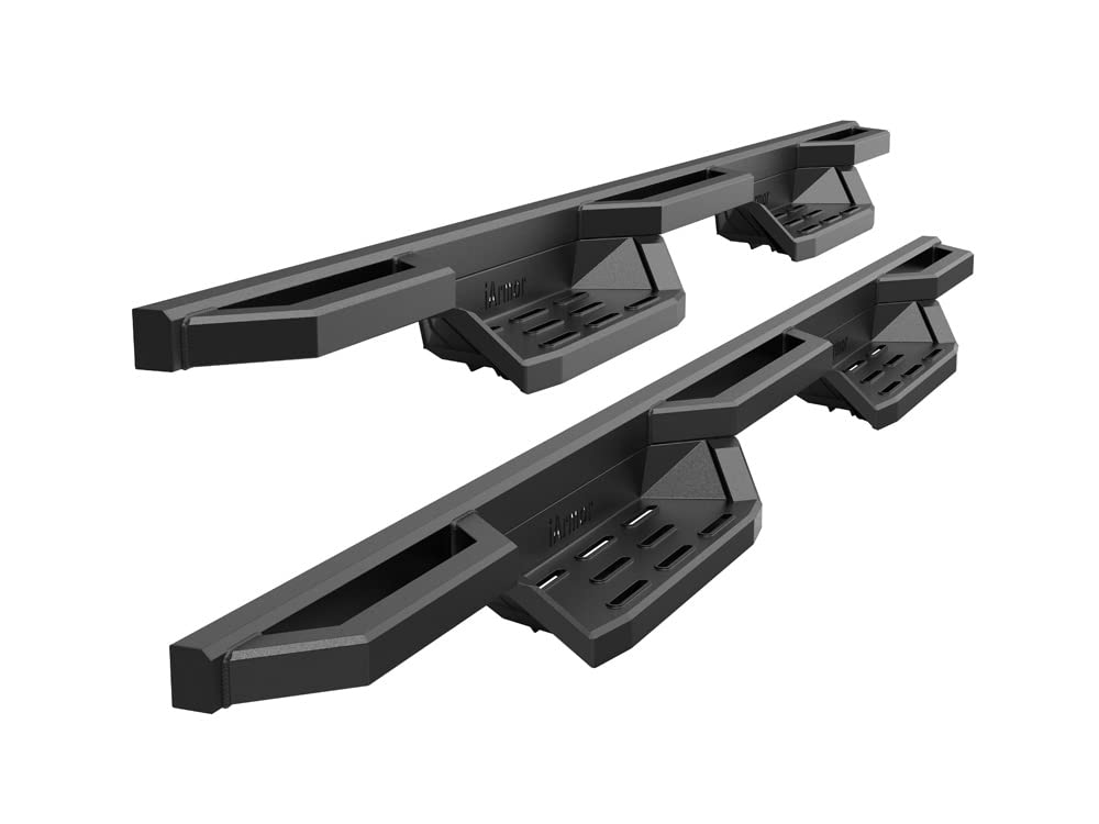 APS Stainless Steel 6.5in Nerf Bars Pocket Steps Square Tube Rocker Guards Compatible with Chevy Silverado GMC Sierra Crew Cab 1