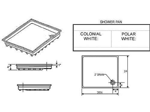 Icon 00461 Shower Pan Sp100-27'' X 24'' X 4'', Polar White