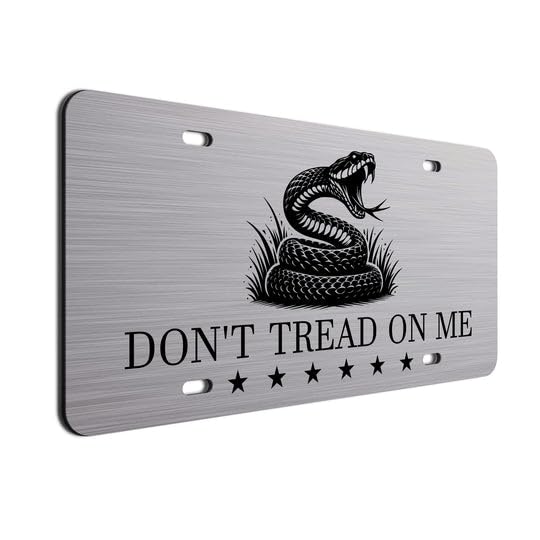 Jass Graphix Gadsden Snake License Plate - Outdoor Durable Material, 12X6 Inch Brushed Aluminum Car Tag For Vehicles, Trailers,