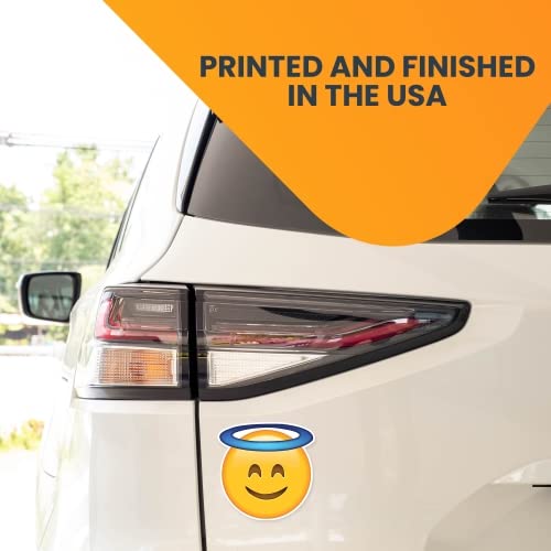 Magnet Me Up Halo Angel Emoticon Magnet Decal - 5 Inch Round Decorative Car Magnet