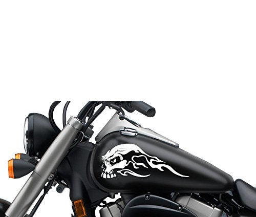 FGD Motorcycle Gas Tank Sweeping Skull Decal Set. 13x5.25 Universal