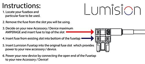 Lumision Add Circuit Blade Style Att Low Profile Mini Fusetap Fuse Tap + Fuse Set 5, 7.5, 10, 15, 20 Amps