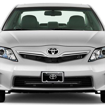 Toyota Logo Black Acrylic License Plate With Chrome Frame Kit