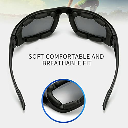 3 Pairs Motorcycle Riding Glasses Foam Padded Eyewear Goggles UV Protection Anti-Wind Dustproof Motorcycle Sunglasses for Outdoo
