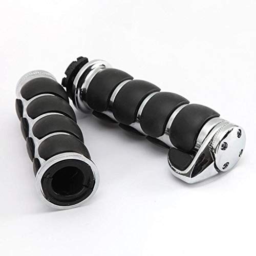 INNOGLOW Motorcycle Hand Grips 1'' Universal Non-Slip Handgrips Handlebar Grips with Throttle Assist Chrome Black Aluminum Rubbe