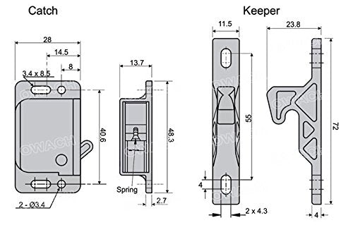 2 Grabber Catches 5Lb Push To Close Latch Owach Cl-308 For Rv Motorhome Trailer Cabinet Drawer Replacement Southco C3-805
