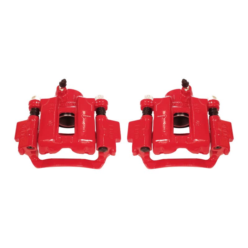 Power Stop Rear S2736 Red Powder Coated Calipers Pair For 2010 - 2023 Lexus GX460 | 2003 - 2009 Lexus GX470 | 2010 2011 2012 201