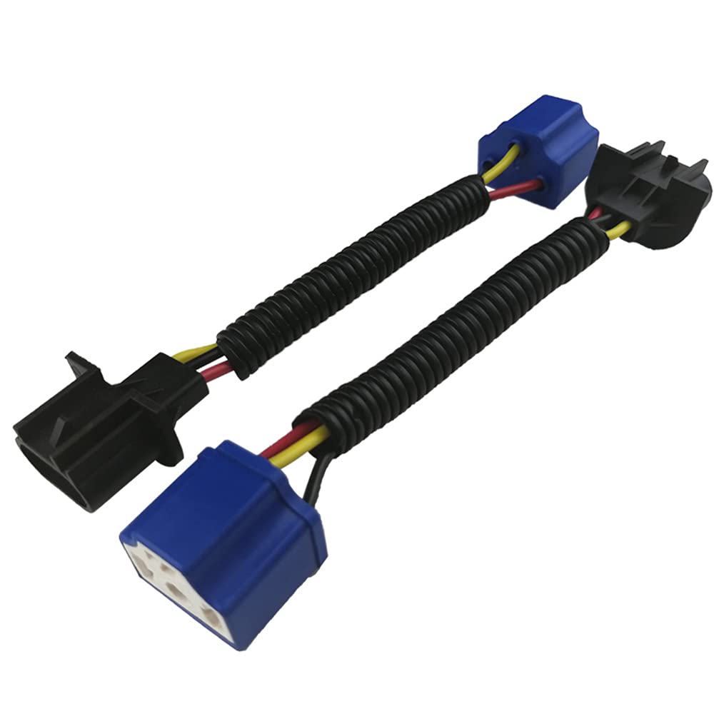Audak 2 Pcs H13 9008 Male To H4 9003 Female Wiring Harness Adapters For Headlights Or Fog Lights