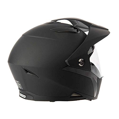MMG Dual Sport Helmet - Off Road Motorcycle & ATV - Flip-Up Visor - Large - Black Matte - Model 23