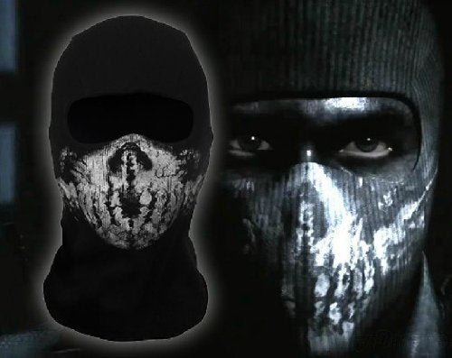 CosInStyle Skull Motorcycle Face Mask - Black Cotton, Model m240121, Ghost Design