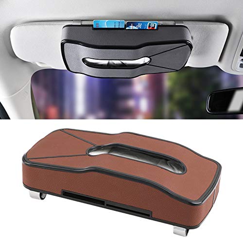 QGT DERANFU Multifunction Car Hang Type PU Leather Towel Box with Card Slot (Black) (Color : Brown)