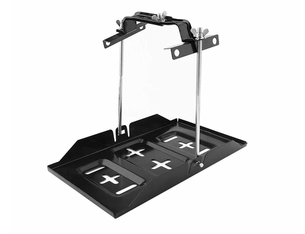 Thepro Battery Hold Down Tray Kit, Corrosion-Resistant Steel Storage Battery Holder Adjustable Bracket Clamp For Car, Boat, Mari