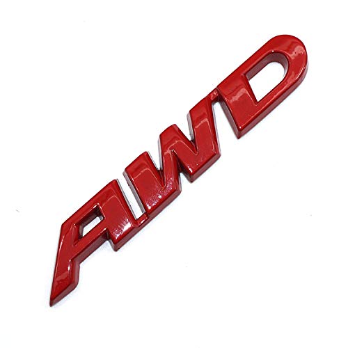EmbRoom 3D Metal Tailgate Side Sticker Badge - AWD Emblem for 4x4 SUV Off Road, Red