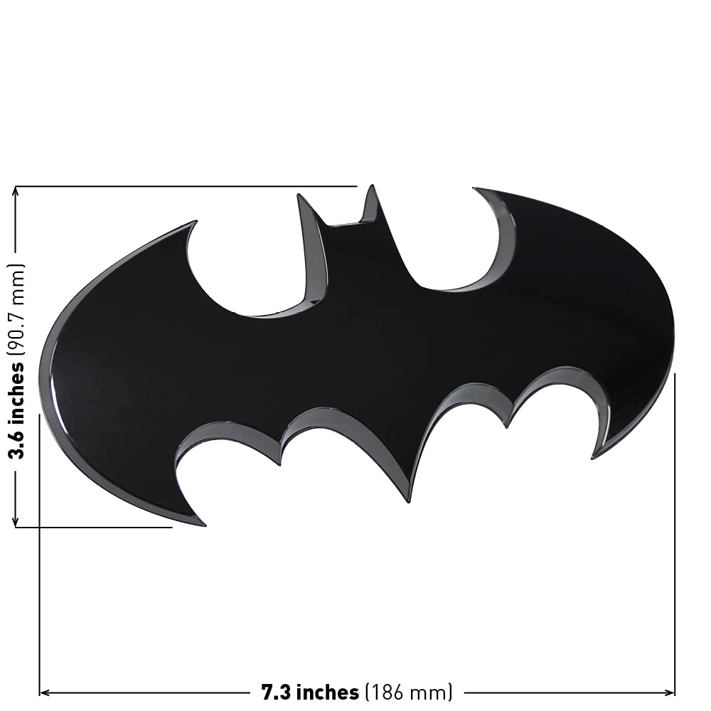 Fan Emblems Batman 3D Car Badge - Large Black Chrome, 7.3x3.6x0.4 inches, Model 9672-178, Durable ABS Material