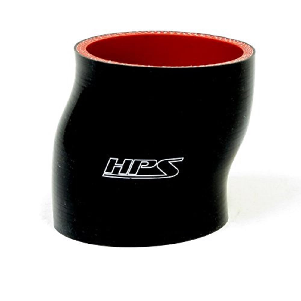 HPS HTSOC-350-BLK Silicone High Temperature 4-ply Reinforced Offset Coupler Hose, 75 PSI Maximum Pressure, 3 Length, 3.5 ID, Bla