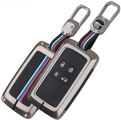 Shopoflux Metal Key Cover Compatible With Renault Triber | Kiger 4 Button Smart Key (Black)
