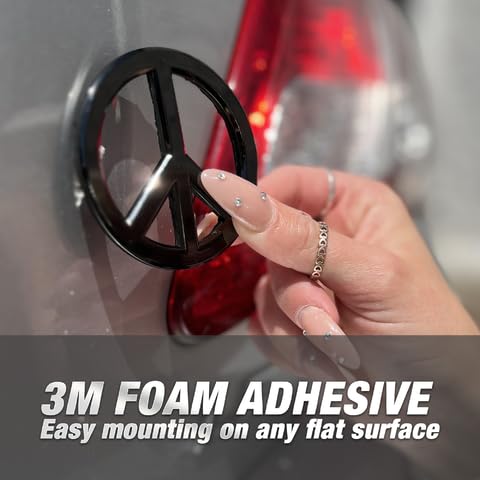 Revolution Car Badges Premium Car Emblems - Heavy Duty 3D Peace Sign Logo - Long Lasting High Quality Materials - Easy Mounting
