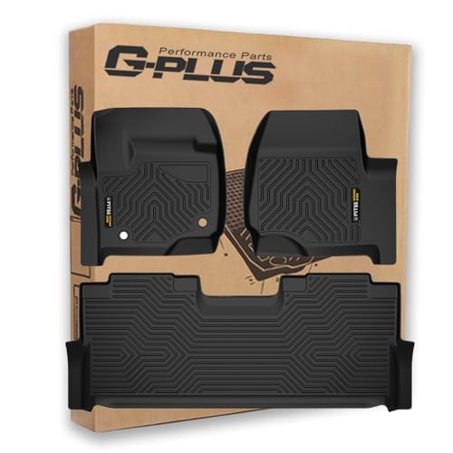 G-PLUS Floor Mats Compatible with Ford F250 2017-2024/F350 Super Duty Crew Cab TPE All Weather Full Cover Protection 3 Piece,Bla