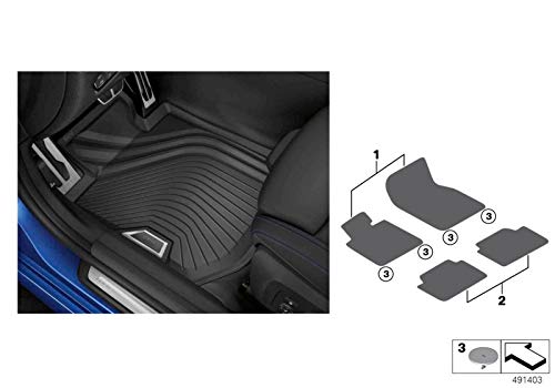 BMW All-Weather Floor Mats Set of 2 Rear Mats, Black, Model 51-47-2-461-169