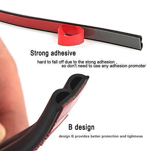 CloudBuyer Car Door Seal Strip, 16.5ft B Shape Universal Rubber Weatherstrip for Windows, Doors, Sunroofs - Black
