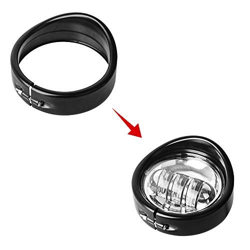 Nthreeauto 4.5 Fog Light Trim Ring Matte Black Passing Lamp Decorate Rings Motorcycle Auxiliary Lights Visor Compatible With 1962-Later Harley (Matte Black)