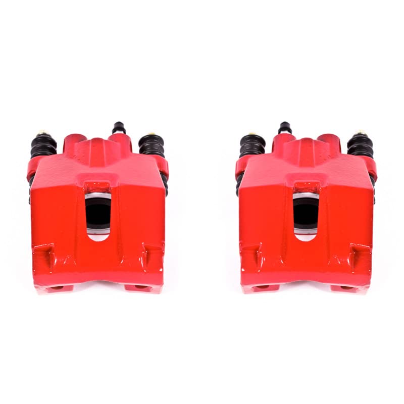 Power Stop S4858 Rear Pair of High-Temp Red Powder Coated Calipers For 2004 2005 2006 2007 2008 2009 2010 2011 Ford F150 [6 Lug