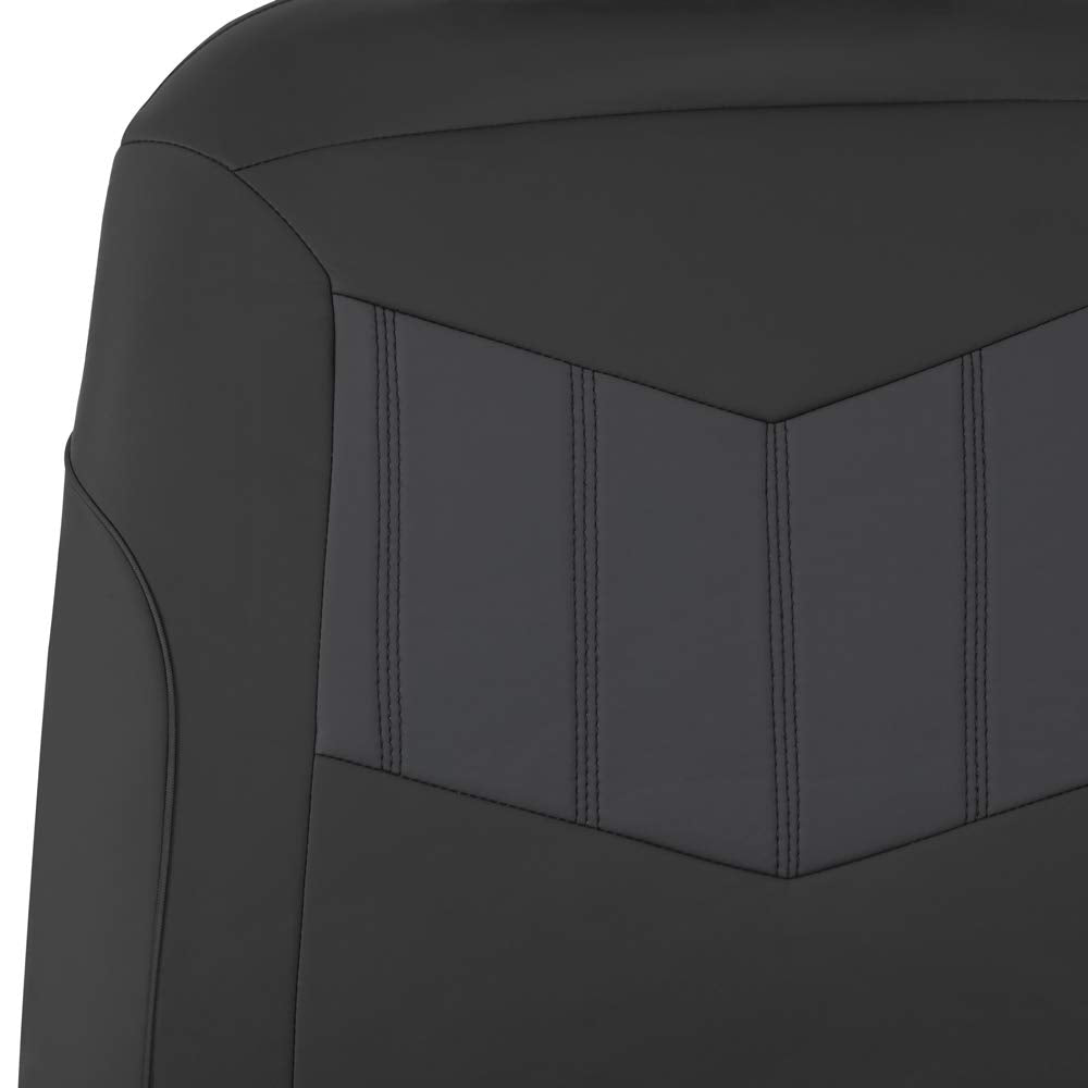 Motor Trend Super Sport Gray Faux Leather Seat Covers, Front Seats - Modern Two-Tone Design, Easy To Install Seat Protectors, In