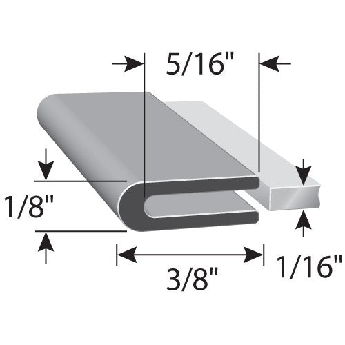 Trim-Lok Rubber Edge Trim '' Fits 1'' /16'' Edge, 3/8'' Leg Length, 25'' Length, Black '' Flexible Neoprene Edge Protector For S