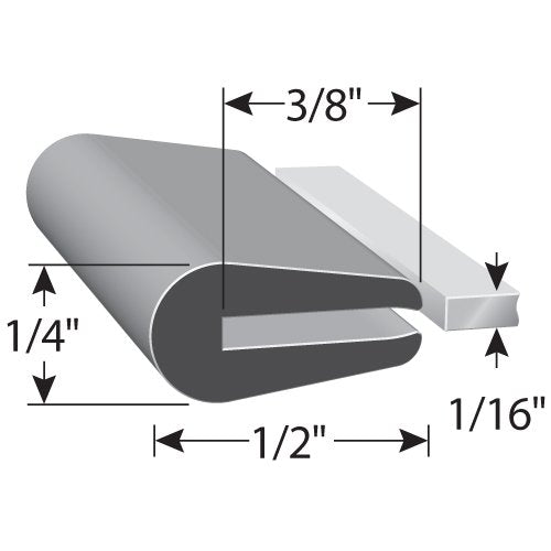 Trim-Lok Rubber Edge Trim - Fits 1/16    Edge, 1/2    Leg Length, 25 Length, Black - Flexible Neoprene Edge Protector for Sharp/