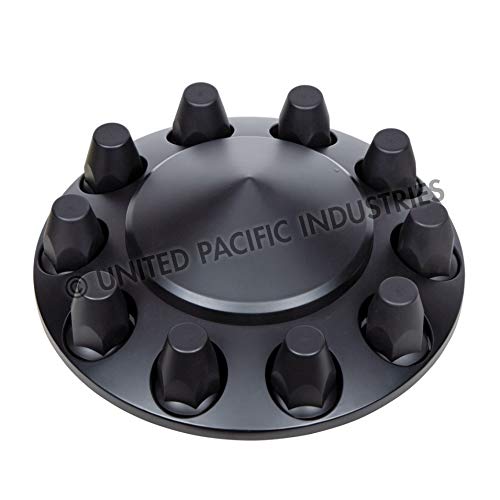 United Pacific 10339 - Axle Hub Cover - Matte Black Pointed Front Axle Cover With 33Mm Thread-On Nut Cover