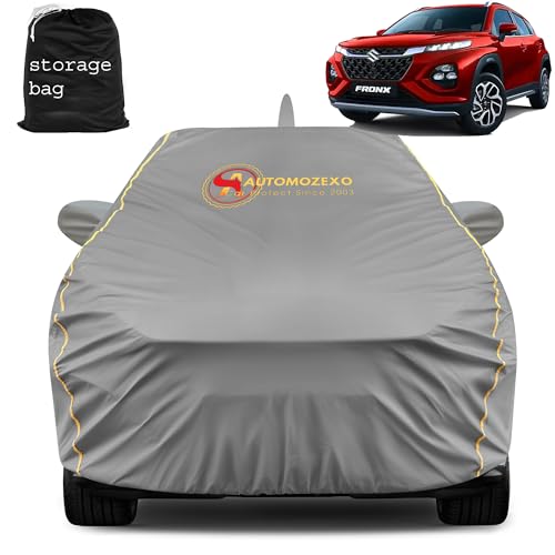 Automozexo Maruti Fronx Car Cover For All Weather Protection With Mirror & Antena Pocket Inner Cotton Layer Triple Stitched Wate
