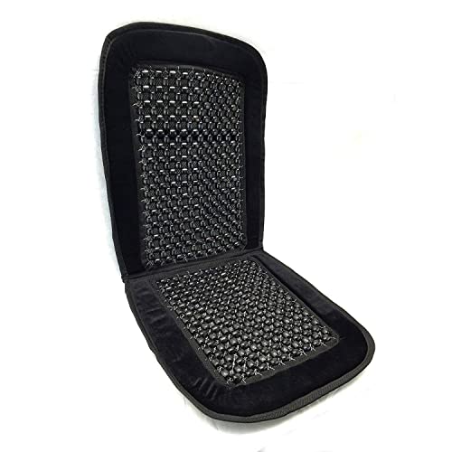 Detachi Vw1 Wooden Velvet Border Bead Seat With Antislip Accupressure Design For Car Seat & 1Pcs (Black Colour)
